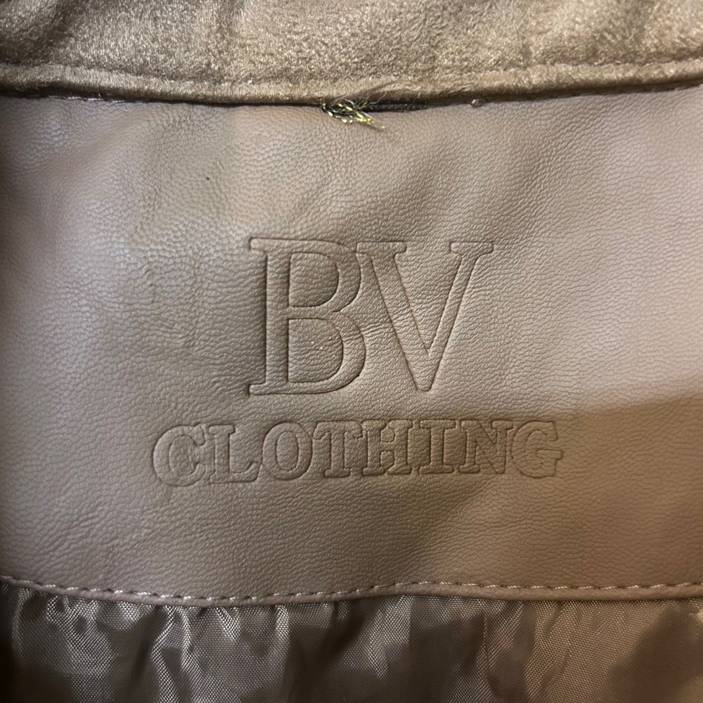 BV Collection Womens Faux‎ Suede Moto Jacket Brown Zipper Detail Approx: Medium - Picture 5 of 7
